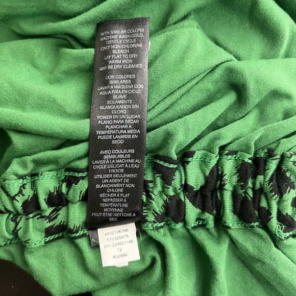 2/$30 White House Black Market Speckled Animal Print Cinched Blouse Green #8978 - Picture 5 of 7